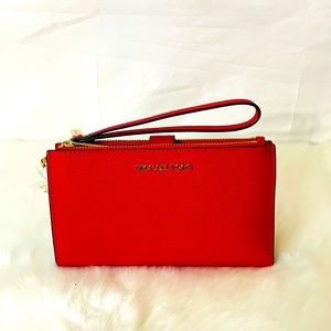 NWT Michael Kors Jet Set travel Large Souble zip Wristlet